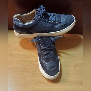 JOHNSTON & MURPHY SHEEPSKIN 259247 MEN'S NAVY LEATHER CASUAL SNEAKERS SIZE 9 M